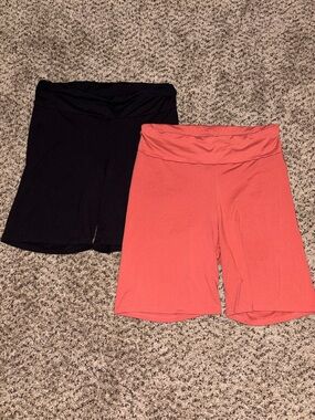 Fashion Nova High-Waist Bike Shorts - Black & Coral SET